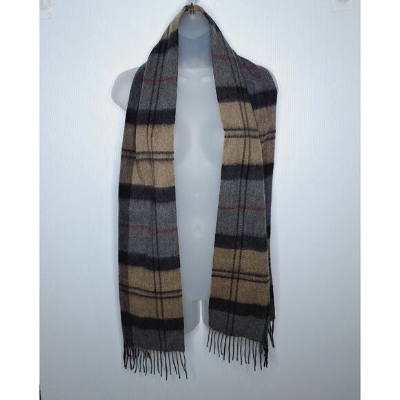 Allen Solly 100% Cashmere Scarf Fringe Plaid Tartan 68" x 11.25" Unisex - Picture 6 of 7